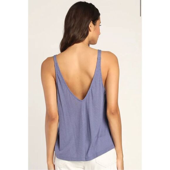 Free People Dani Periwinkle Blue Ribbed Tank Top S - Picture 2 of 12